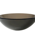 Slick Round Clear Brown Glass Vessel Sink, 14 Inch Above-Counter Bathroom Vanity Basin, side view