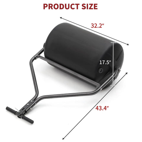 18 Inch By 24 Inch Poly Lawn Roller With Threaded Plug, 270 Lb Capacity dimensions shown in detailed size illustration.
