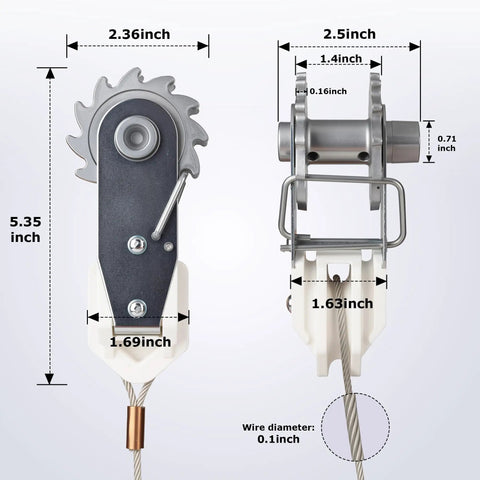 Diagram of Heavy Duty Electric Fence Tensioner With Integrated Insulator showing dimensions and wire diameter