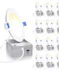 12 Pack 4 Inch LED Recessed Light Dimmable 3CCT 3000K 5000K 750LM 9W 120V Damp Rated Ultra Thin Canless Wafer Ceiling Light ETL FCC IC