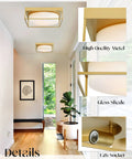 15 Inch Flush Mount Ceiling Light Fixture In Gold Finish With Opal Frosted Glass in modern hallway setting, details shown.