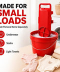 Totally Legit Portable Bucket Washer With Built In Timer And Dual Stir Action That Cruises Through Tough Grime Super Fast on a table.