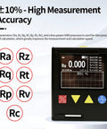Portable Surface Roughness Tester With Top Notch Precision Handheld Roughness Gauge For Metal And Non Metal Surfaces Measures Ra Rz Rq Rt Rp Rv Rc Across 7 Parameters In Real World Production Settings, front view