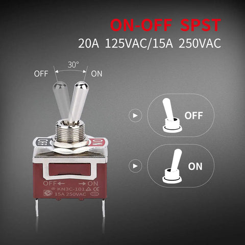 Waterproof SPST Toggle Switch 12V DC 30A Marine Grade Built Tough 2 Pin On Off With Spade Terminals Ideal For Auto Boat Car