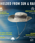 Cooling Mesh Boonie Hat With Sweatband For Hot Days, Flip Up Wide Brim For Better Visibility, UV Protection, Breathable No Sweat