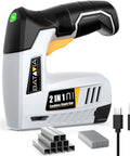 Straight Up Hassle Free Cordless Electric Staple Gun And Brad Nailer Combo with battery and accessories for DIY projects.