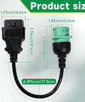 16 Pin OBD II To 9 Pin J1939 Truck Diagnostic Adapter Cable For Heavy Duty Trucks And Commercial Vehicles with size dimensions