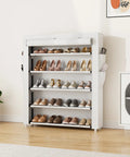 Five Tier Shoe Rack With Cover Holds 20 To 24 Pairs Of Shoes, Large Vertical Shoe Organizer For Closet Front Door Dorm Or Garage White