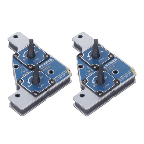 Heavy Duty Welding Magnet With 28kg Pull Force Dual Switch for secure 90-degree angle fixing on steel plates.
