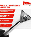 Close-up of Pro Grade Grout Removal Tool With Replacement Carbide Tip Caulking Remover And Scraper with durable triangular tip.