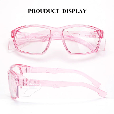 Anti Fog And Scratch Resistant Safety Glasses For Men And Women, Lightweight UV Protection Goggles, Clear Pink Frame