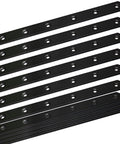 Absolute Beast 8 Inch Black Mending Plates, Heavy Duty Cast Iron Hardware, twelve 8-inch plates with holes for securing wood.