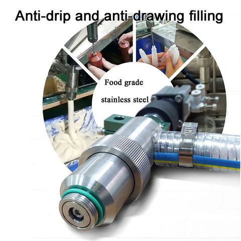 Semi Automatic Horizontal Pneumatic Bottle Filler Machine For Liquids Creams Cosmetics And Sauces With Zero Drip Hassle Straight Up Reliable Operation Handles 500 To 5000 Ml Volumes Easily, showing food-grade stainless steel nozzle.