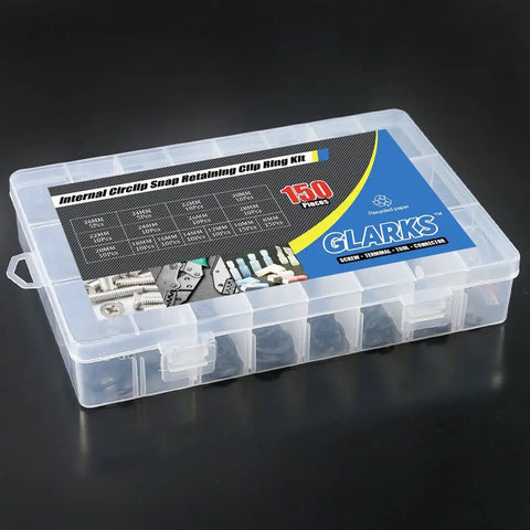 Internal Circlips Snap Ring Assortment Kit, 150 Pieces in 15 Sizes, Pro Grade Heavy Duty Alloy Steel Retaining Rings in Plastic Box