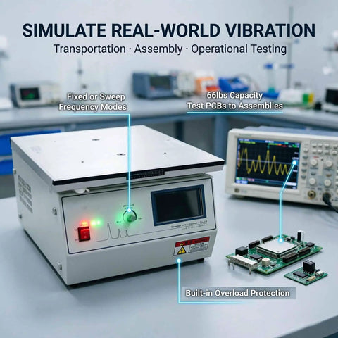 Vertical Vibration Test Bench With 1 To 200 Hz Range 30 Kg Load Built Tough Intelligent Control Overload Protection And High Performance Microcomputer Readouts For Precise Repeatable Lab Or Industrial Vibration Testing, testing PCB boards