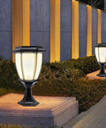 Outdoor Solar Post Lights 2 Pack Waterproof LED Landscape Lanterns for Fence Deck or Patio Black Energy Saving