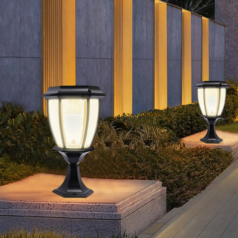 Outdoor Solar Post Lights 2 Pack Waterproof LED Landscape Lanterns for Fence Deck or Patio Black Energy Saving