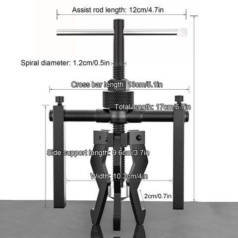 Heavy Duty 3 Jaw Bearing Puller For Internal And External Removal with measurements and steel construction details