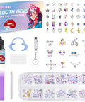 Diy Tooth Gem Kit With Safe Crystals, Teeth Gem Set For Fashionable Smiles, tools and over 200 colorful dental gems in tray