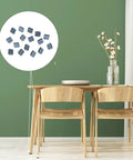 Beefed-Up PTFE Iron Chair Glides For Hardwood Floors, 16-Piece Set under dining table with wooden chairs, focus on glides.