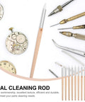 Ten Piece Pro Grade Watch Dial Cleaning Pens With Wooden Handles for precise watch repair tools displayed with watch parts