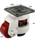 Tough As Nails Leveling Casters 4 Pack With Slick Poly Wheels And Thick Nbr Rubber Pads Rock Solid Plate Mounted Base Heavy Duty Legs, detailed view of caster dimensions.