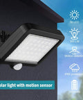 Go To Outdoor Solar Wall Light With Motion Sensor No Fuss 56 LED IP54 Waterproof 110 Degree Wide Lighting blue color
