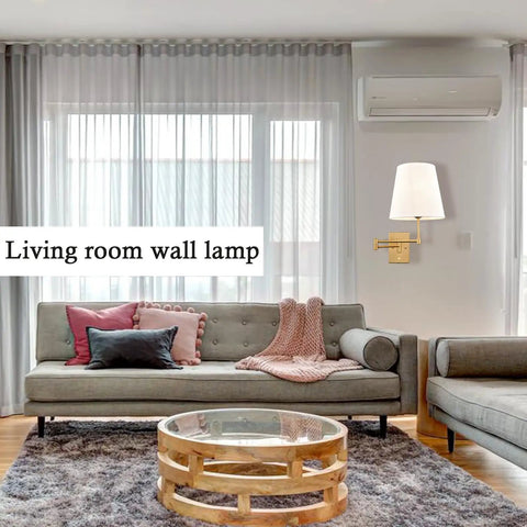 Gold Swing Arm Wall Lamp With Brass Finish And Linen Shade Two Pack Plug In Or Hardwired For Bedroom Bedside Reading Light In Living Room Hallway Dining Area Modern Farmhouse Sconces