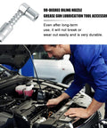 90 Degree Car Grease Coupler Adapter With 3 Jaw Right Angle Fittings in use by mechanic under car hood
