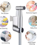 Handheld Bidet Sprayer For Toilet With Adjustable Water Pressure, Leak Proof Food Grade Stainless Steel Hose, various uses.
