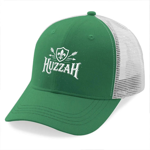 Green Adjustable Trucker Hat For Men, Dope Breathable Cotton Cap With Six Air Holes, side view, mesh back, vintage look.