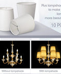 Pack Of 10 White Linen Barrel Lamp Shades For Chandeliers And Table Lamps 4 Inch Top Diameter 5 Inch Bottom Diameter 5 Inch Height Easy Swap Cozy Warm Glow Durable Fabric