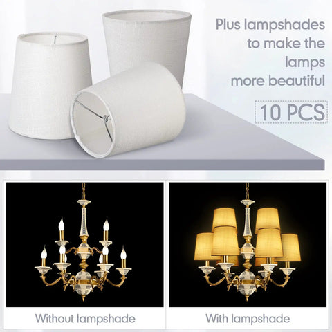 Pack Of 10 White Linen Barrel Lamp Shades For Chandeliers And Table Lamps 4 Inch Top Diameter 5 Inch Bottom Diameter 5 Inch Height Easy Swap Cozy Warm Glow Durable Fabric