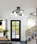 Dope Five Light Modern Industrial Sputnik Ceiling Light With Adjustable Arms in a narrow hallway