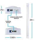 Dope Linkable Under Cabinet LED Light Fixture 36 Inch 1220 Lumens 3000K Warm White Easy High Low Off Toggle Includes Mounting Hardware For Quick DIY Kitchen Makeover showing dimensions and switch details
