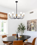 8 Light Sputnik Chandelier Pendant Lighting Fixture In Gold And Black, Dope Industrial Vintage Ceiling Lamp in dining room