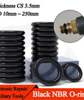 All-Purpose Black Nitrile O-Ring Seal Kit, 3.5mm Cross Section and 10 to 285mm Outer Diameter Range, 10 or 50 Pack, Go-To Seals for Cars, Doors, Windows, Appliances, Pumps and More, Durable Oil and Air Leak Proof black NBR O-rings, 3.5mm CS, 10-250mm
