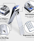 Close-up of nail clipper from 18 Piece Stainless Steel Nail Care Tools Set for Men and Women with PU Leather Travel Case
