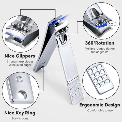 Close-up of nail clipper from 18 Piece Stainless Steel Nail Care Tools Set for Men and Women with PU Leather Travel Case