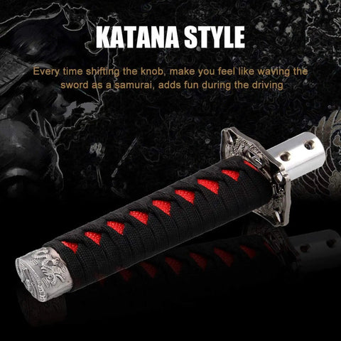 Dope Katana Style Shift Knob With Four Adapters Universal Fit sword-inspired grip design on black and red finish