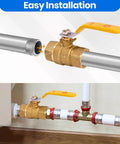 Heavy Duty Full Port Brass Ball Valve 3/4 Inch Threaded Pipe Fitting for Water Air Oil and Gas installed on pipes.