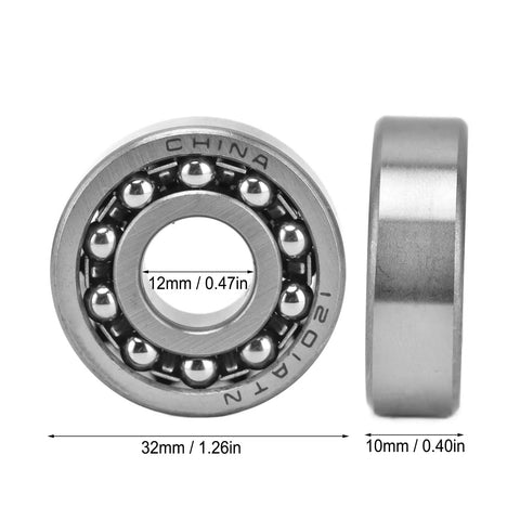 10 Pieces 1201 Double Row Self Aligning Ball Bearings Open Type Standard Cage Radial Bearing For Gearboxes Rollers Conveyors