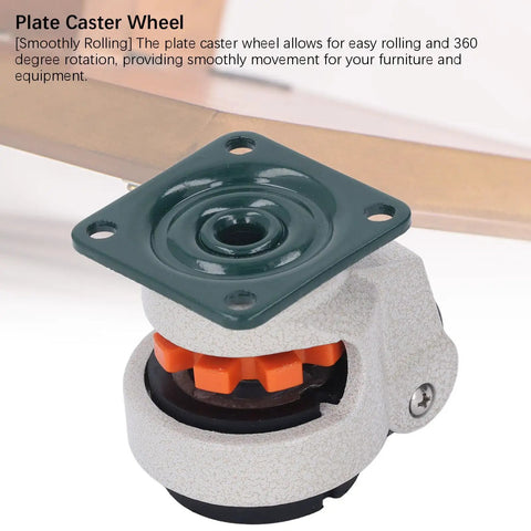 Rugged Retractable Leveling Casters With Ratchet Arm Design, Height Adjustable Plates Crushing Up To 2200 Lbs, Smooth Operator 40Mm workshop caster wheel with plate highlighted.
