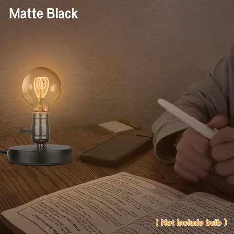 Vintage Metal Table Lamp Base Only Without Shade With Edison Style Exposed Bulb Support E26 E27 Short Desk Lamp