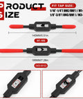 Heavy Duty Adjustable Tap Wrench Set Built Tough With No Hassle Ratcheting Handle For Gearheads And Machinists Covers M1 Through M10 Threads Includes Two Pre Oiled Tools That Work Absolutely Legit, showing size details for M1-M8 and M3-M10.