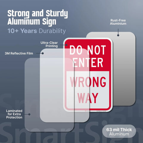 18 By 12 Inch Do Not Enter Wrong Way Aluminum Sign With 63 Mil Rustproof Metal And 3M Laminated Engineer Grade Reflective Material For Outdoor Parking And Traffic Red And White High Visibility Made In USA, red sign illustration