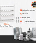 4 Inch Louvered Dryer Vent Cover with Aluminum Pest Guard Screen Outdoor Exhaust Cap for 4 Inch Duct Openings