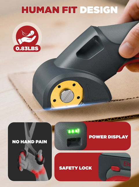 Cordless 4V Cutting Tool For Cardboard Fabric Leather And Carpet With 2000mAh Battery And Two Titanium Blades in use