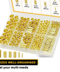 Brass compression tube inserts and ferrules assortment kit in clear organizer, 6 sizes