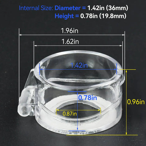 22mm Push Button Switch With Clear Protective Cover IP66 Waterproof showing dimensions and size in inches for installation